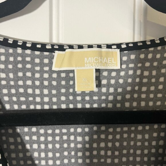 Michael by Michael Kors Black White Print Wrap Dress XL (Plus Size) - Picture 6 of 8